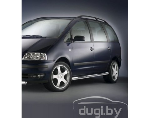 Боковые пороги (трубы) Trump с площадками для Seat Alhambra